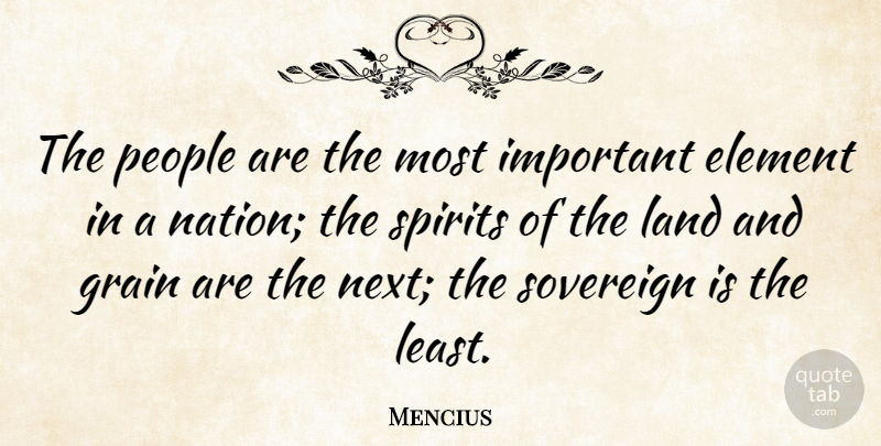 Mencius Quote About Element, People, Sovereign, Spirits: The People Are The Most...