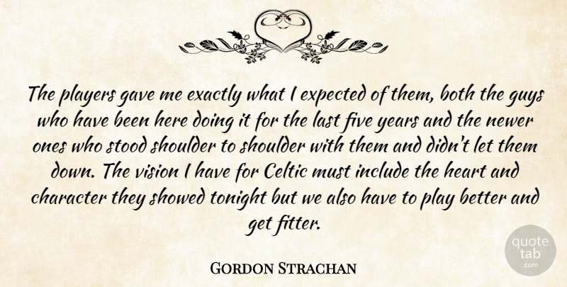 Gordon Strachan Quote About Both, Celtic, Character, Exactly, Expected: The Players Gave Me Exactly...