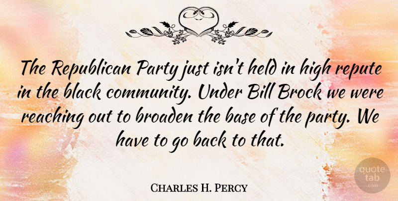 Charles H. Percy Quote About Party, Community, Black: The Republican Party Just Isnt...
