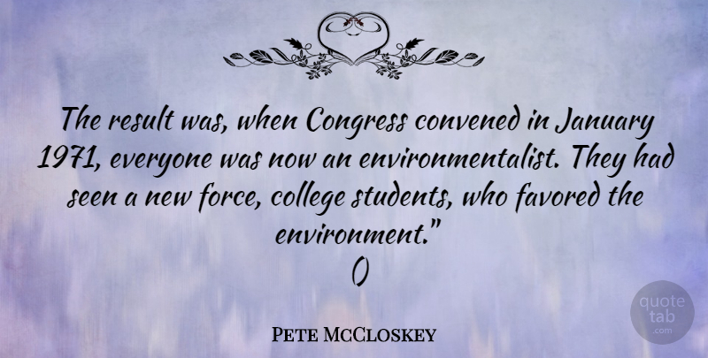 Pete McCloskey Quote About College, Students, Environment: The Result Was When Congress...