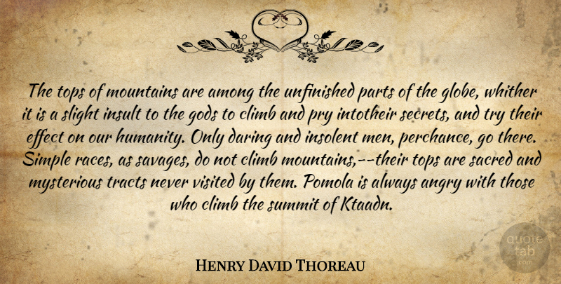Henry David Thoreau Quote About Pride, Simple, Men: The Tops Of Mountains Are...