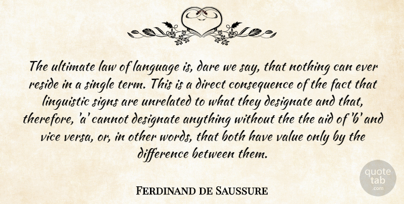 Ferdinand de Saussure Quote About Law, Differences, Facts: The Ultimate Law Of Language...