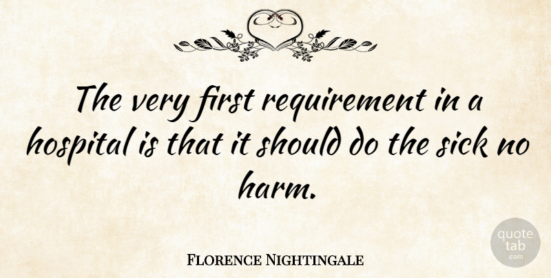 Florence Nightingale Quote About Nursing, Sick, Nurse: The Very First Requirement In...