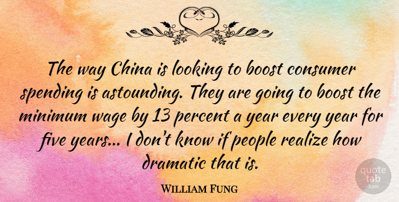 William Fung Quote About Boost, Consumer, Dramatic, Five, Minimum: The Way China Is Looking...