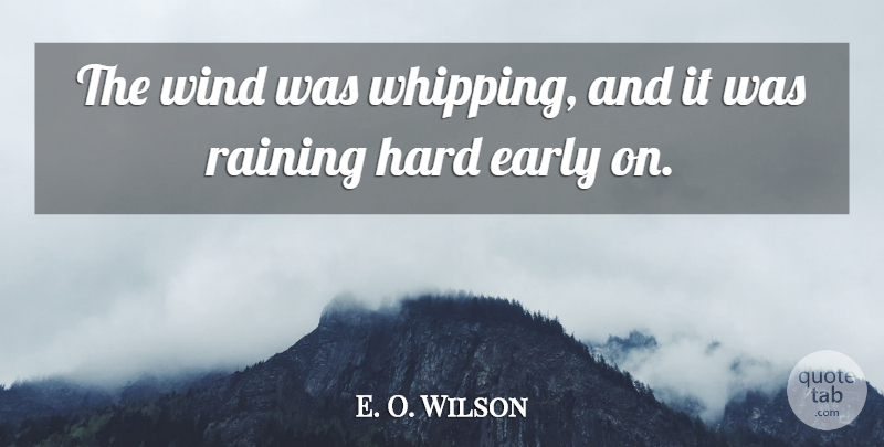 E. O. Wilson Quote About Early, Hard, Raining, Wind: The Wind Was Whipping And...