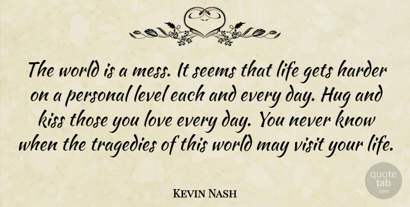 Kevin Nash Quote About Kissing, Hug, Tragedy: The World Is A Mess...
