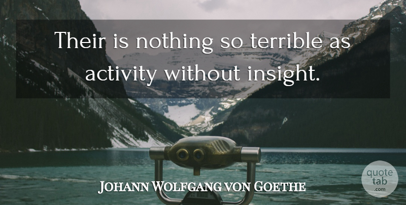 Johann Wolfgang von Goethe Quote About Activity, Terrible: Their Is Nothing So Terrible...