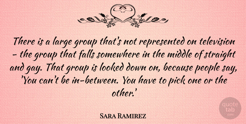 Sara Ramirez Quote About Falls, Large, Looked, Middle, People: There Is A Large Group...