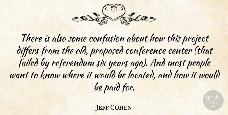 Jeff Cohen Quote About Center, Conference, Confusion, Differs, Failed: There Is Also Some Confusion...