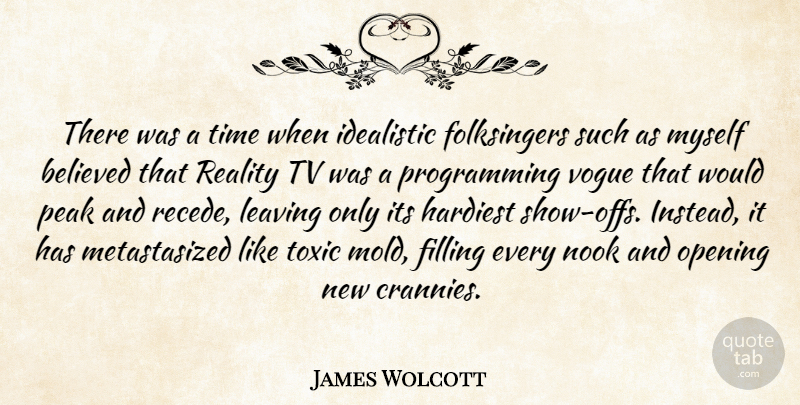 James Wolcott Quote About Believed, Filling, Idealistic, Opening, Peak: There Was A Time When...