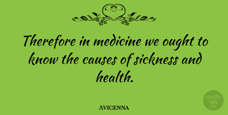 Avicenna Quote About Causes, Ought, Therefore: Therefore In Medicine We Ought...