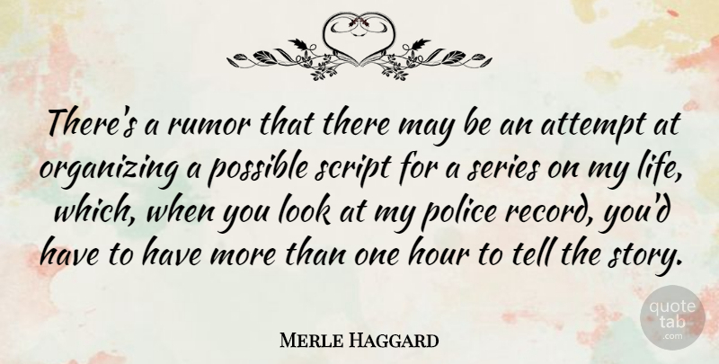 Merle Haggard Quote About Police, Rumor, Looks: Theres A Rumor That There...