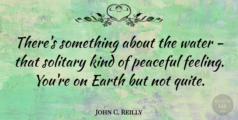John C. Reilly Quote About Peaceful, Solitary: Theres Something About The Water...