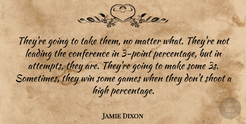 Jamie Dixon Quote About Conference, Games, High, Leading, Matter: Theyre Going To Take Them...