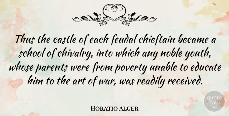 Horatio Alger Quote About Art, War, School: Thus The Castle Of Each...