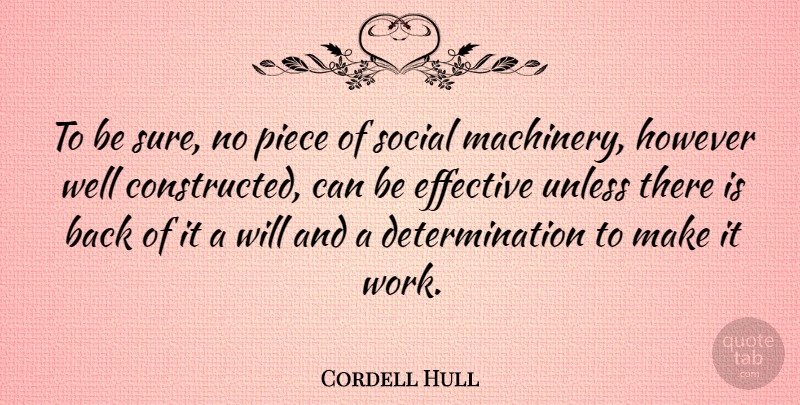 Cordell Hull Quote About Determination, Pieces, Social: To Be Sure No Piece...