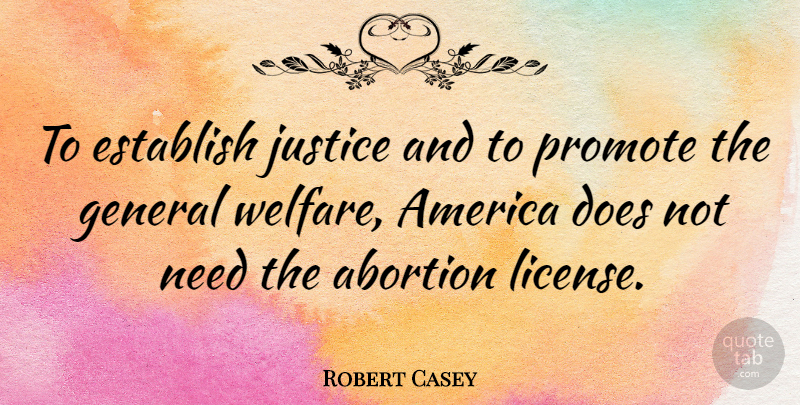 Robert Casey Quote About America, Establish, General, Promote: To Establish Justice And To...