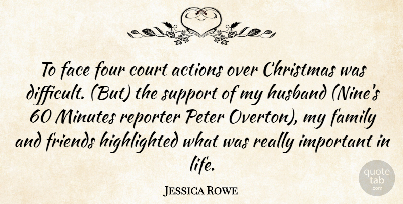Jessica Rowe Quote About Actions, Christmas, Court, Face, Family: To Face Four Court Actions...