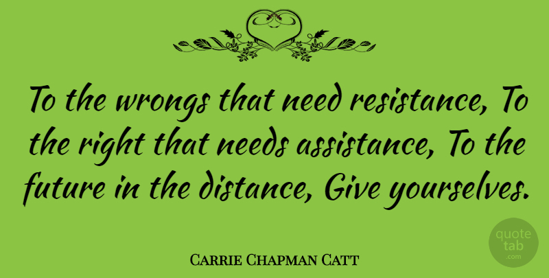 Carrie Chapman Catt Quote About American Activist, Future, Needs, Wrongs: To The Wrongs That Need...