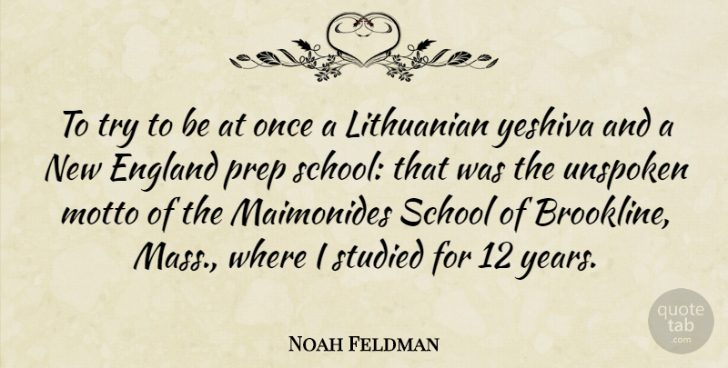 Noah Feldman Quote About School, Years, Trying: To Try To Be At...