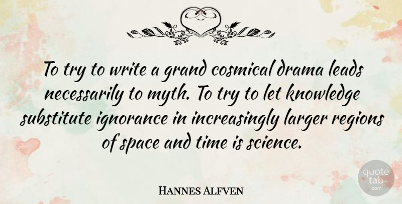 Hannes Alfven Quote About Drama, Ignorance, Writing: To Try To Write A...