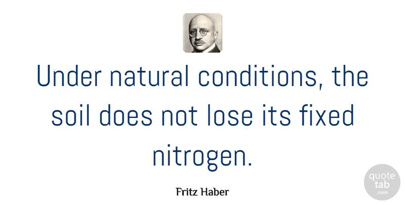 Fritz Haber Quote About Fixed: Under Natural Conditions The Soil...