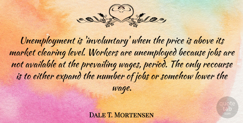 Dale T. Mortensen Quote About Above, Available, Clearing, Either, Expand: Unemployment Is Involuntary When The...