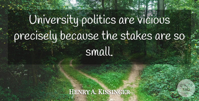 Henry A. Kissinger Quote About Education, Witty, Powerful: University Politics Are Vicious Precisely...