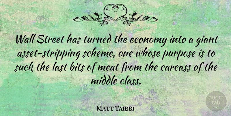 Matt Taibbi Quote About Wall, Class, Giants: Wall Street Has Turned The...