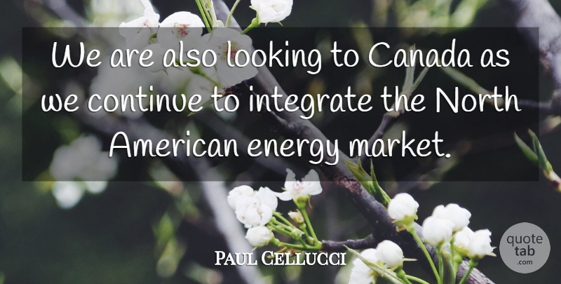 Paul Cellucci Quote About Canada, Energy, Integrating: We Are Also Looking To...