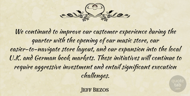 Jeff Bezos Quote About Aggressive, Book, Continued, Customer, Execution: We Continued To Improve Our...