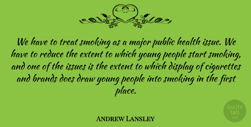 Andrew Lansley Quote About Brands, Cigarettes, Display, Draw, Extent: We Have To Treat Smoking...