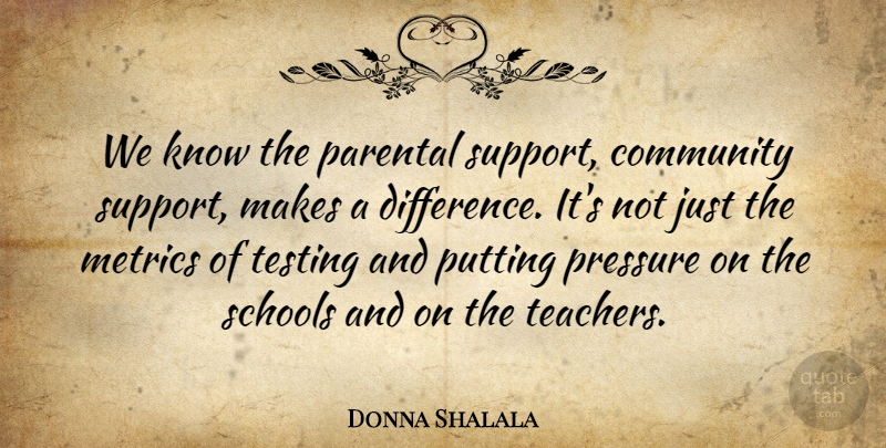 Donna Shalala Quote About Teacher, School, Differences: We Know The Parental Support...