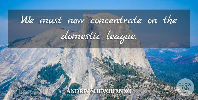 Andriy Shevchenko Quote About Domestic: We Must Now Concentrate On...