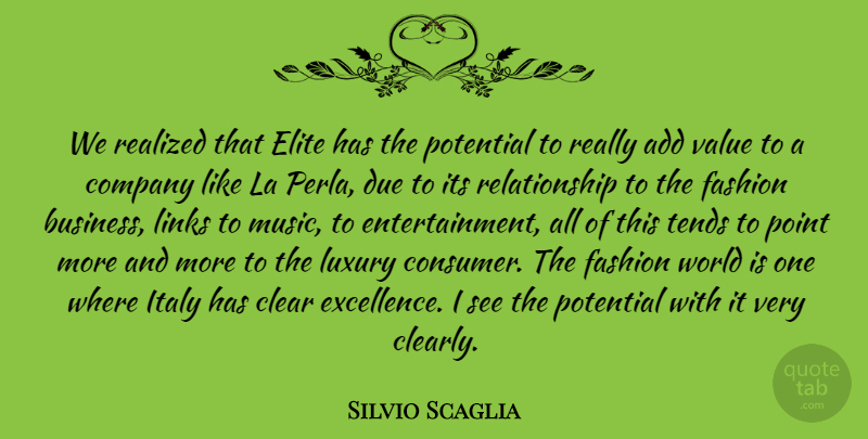 Silvio Scaglia Quote About Add, Business, Clear, Company, Due: We Realized That Elite Has...