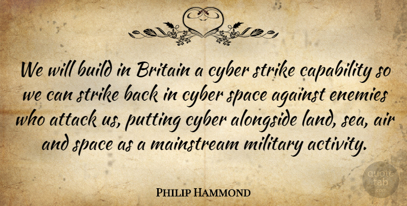Philip Hammond Quote About Against, Air, Alongside, Attack, Britain: We Will Build In Britain...