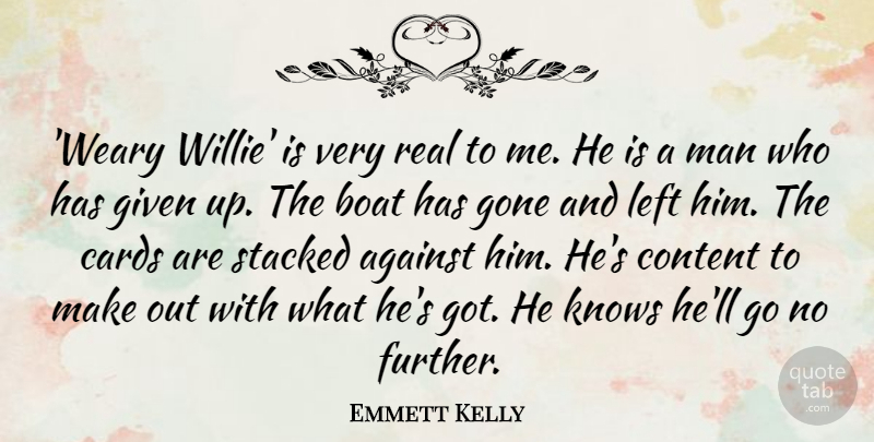 Emmett Kelly Quote About Against, American Entertainer, Given, Gone, Knows: Weary Willie Is Very Real...