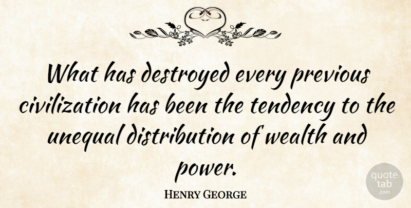 Henry George Quote About Civilization, Distribution Of Wealth, Prosperity: What Has Destroyed Every Previous...