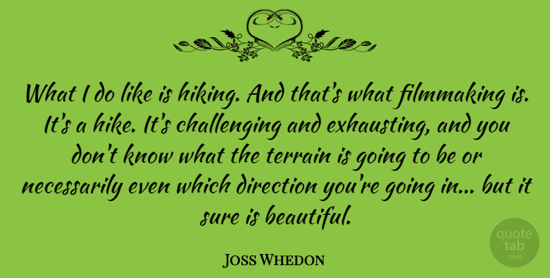 Joss Whedon Quote About Beautiful, Hiking, Challenges: What I Do Like Is...