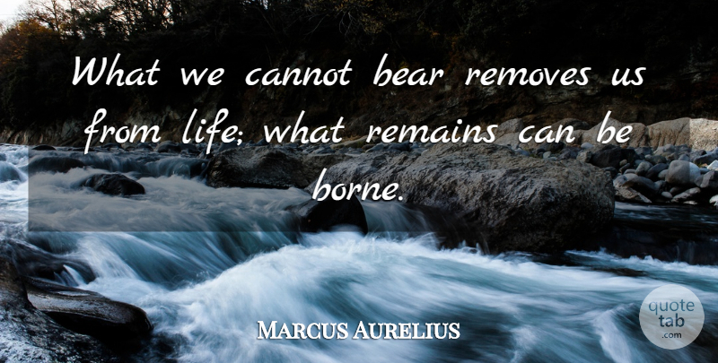 Marcus Aurelius Quote About Bears, Remains, Remove: What We Cannot Bear Removes...