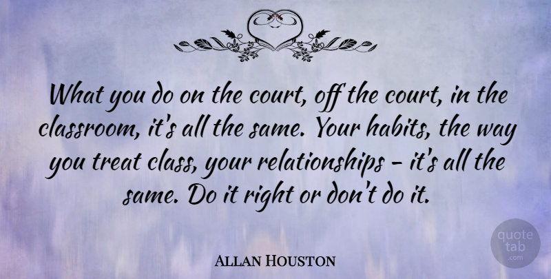 Allan Houston Quote About Class, Way, Habit: What You Do On The...