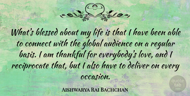 Aishwarya Rai Bachchan Quote About Audience, Blessed, Connect, Deliver, Global: Whats Blessed About My Life...