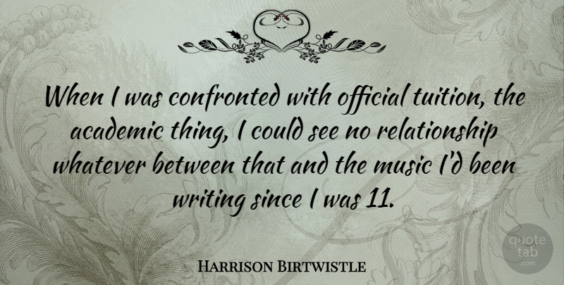 Harrison Birtwistle Quote About Writing, Sea, Tuition: When I Was Confronted With...
