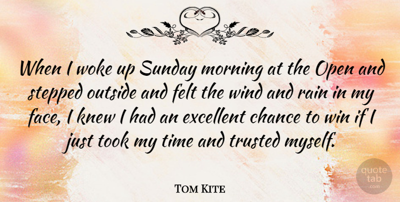 Tom Kite Quote About Sports, Morning, Rain: When I Woke Up Sunday...