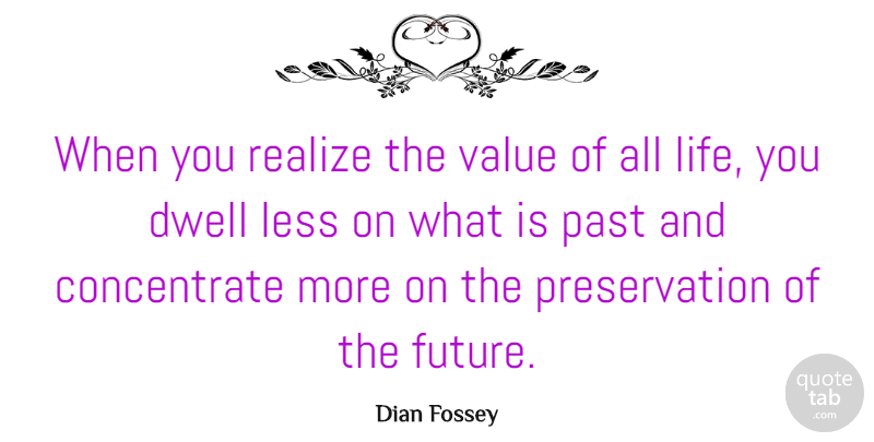 Dian Fossey Quote About Witty, Future, Past: When You Realize The Value...