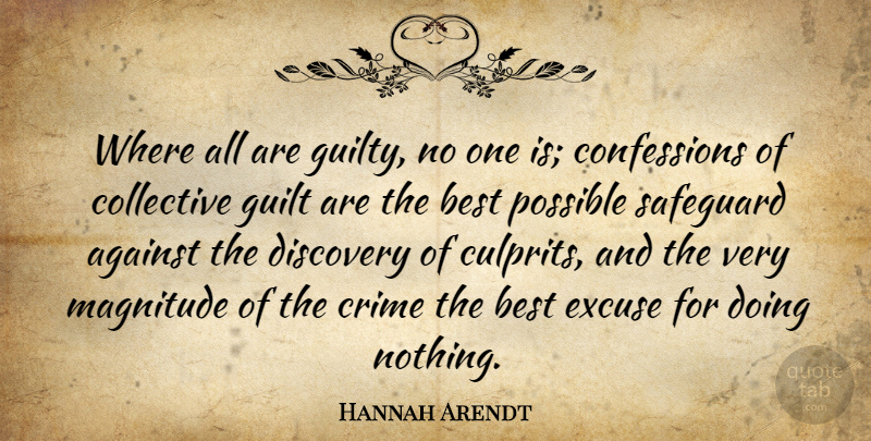 Hannah Arendt Quote About Discovery, Guilt, Doing Nothing: Where All Are Guilty No...