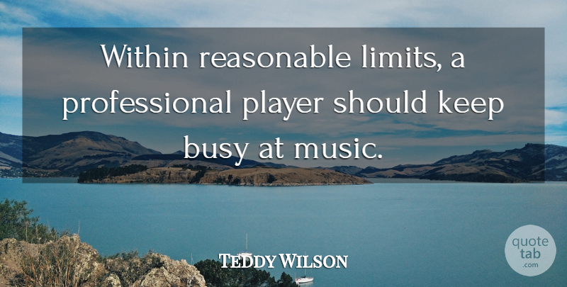 Teddy Wilson Quote About Player, Limits, Busy: Within Reasonable Limits A Professional...
