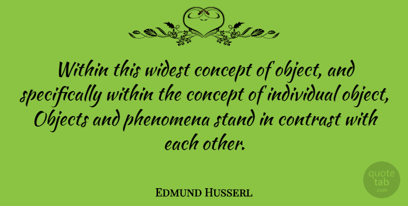 Edmund Husserl Quote About Individual, Contrast, Concepts: Within This Widest Concept Of...