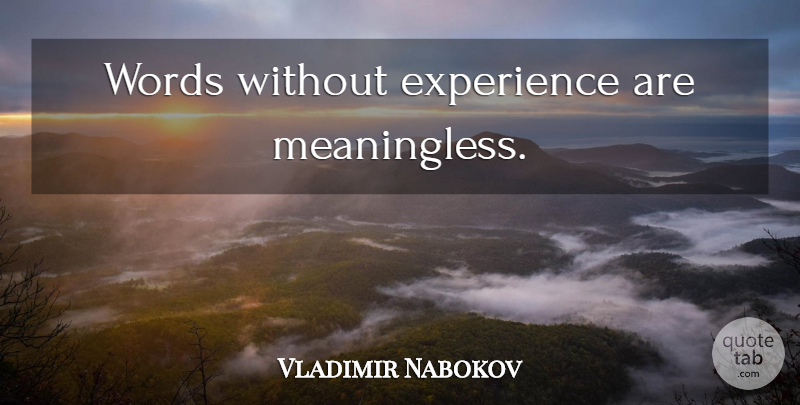 Vladimir Nabokov Quote About Meaningless: Words Without Experience Are Meaningless...