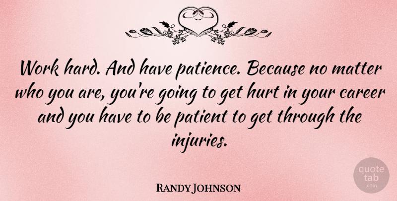 Randy Johnson Quote About Patience, Hurt, Hard Work: Work Hard And Have Patience...
